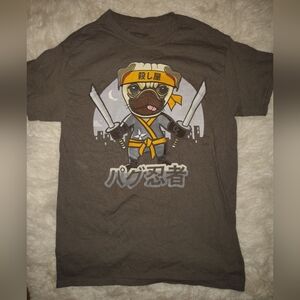 Brown Ninja Pug Kids T-Shirt